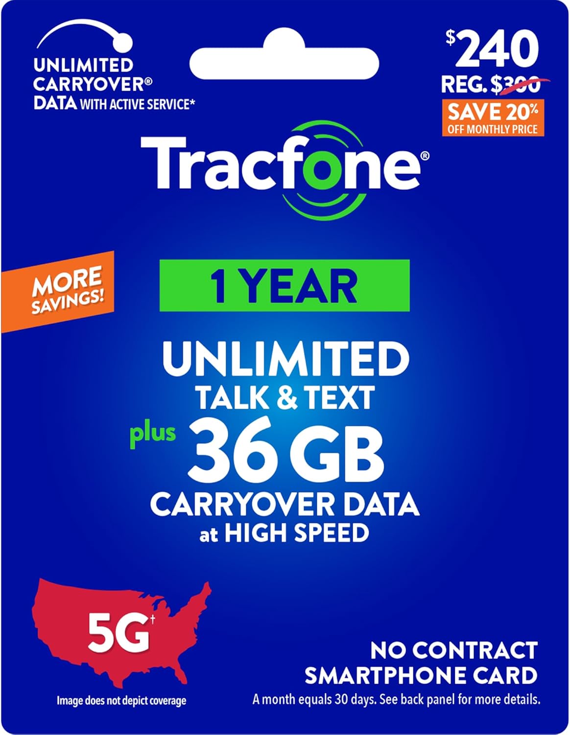 $240 Unlimited Talk & Text Plus 36 GB of Data Annual Prepaid Plan P22753